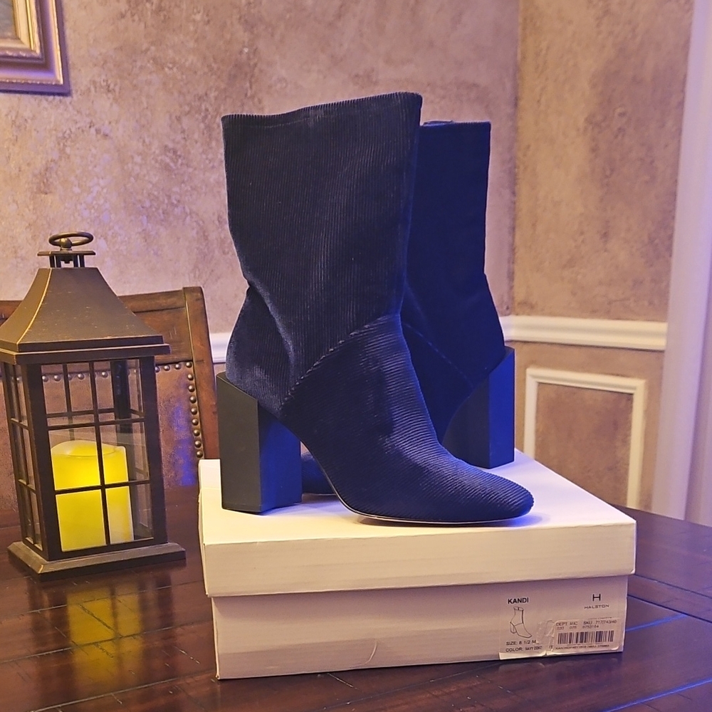Halston Heritage Dark Blue Heeled Boots